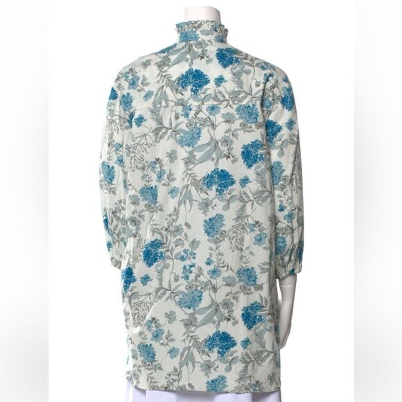 SECULAR LAB  Liberty Print Floral Print White Blue Button Mock Neck Tunic Sz XS - Picture 14 of 14